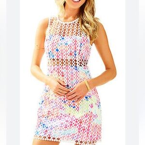 Lily‎ Pulitzer Dee Shift Dress Resort Geo Lattice Lace Size 00